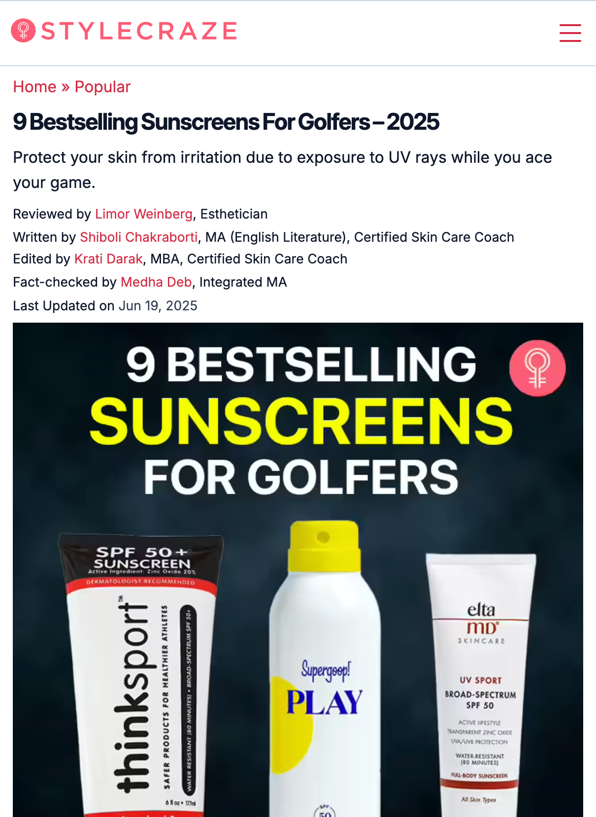 9 Bestselling Sunscreens For Golfers – 2025