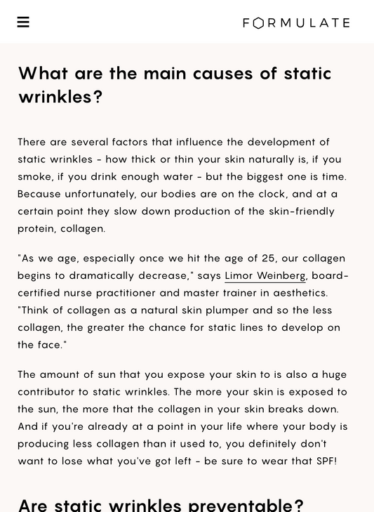 Static Wrinkles 101: Treatment and Prevention